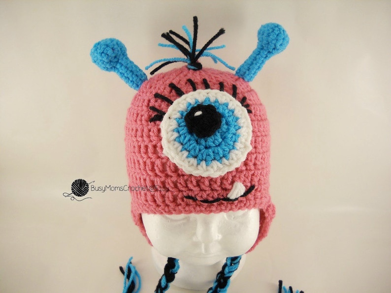 Handmade Crochet Baby Girl Monster Hat With Antennae and Etsy
