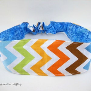 Handmade women&#39;s reversible chevron design fabric headband, adult size, fabric headband, yoga headband, workout headband
