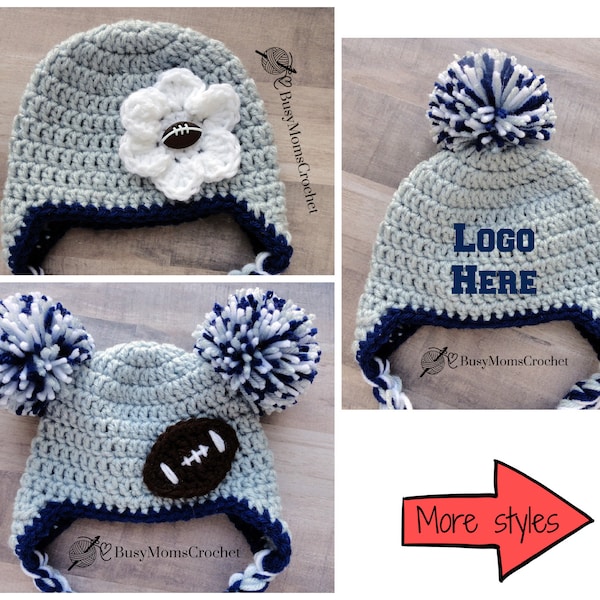 Dallas Cow colors crochet pro football baby hat , handmade crochet team baby hat, baby beanie, sport team HAT ONLY, newborn to adult size,