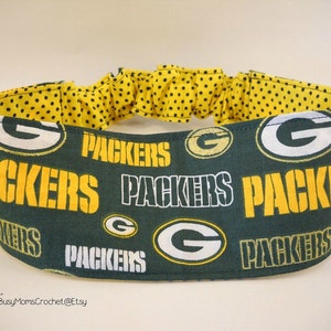 Game day headband, Green bay colors, Handmade women&#39;s reversible headband, handmade, elastic headband, yoga workout headband,