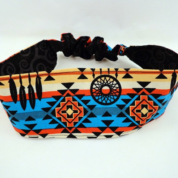Native American headband, women's reversible fabric headband, Navajo print, adult size, reversible, hair accessories, head wrap,