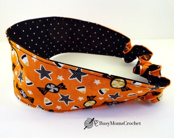 Halloween candy corn headband, adult size, fabric headband, Yoga headband, Halloween hair, scary headband, fall headband