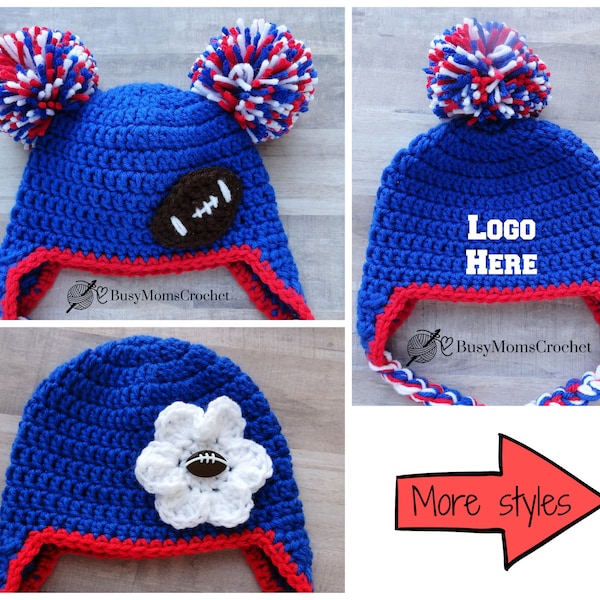 Buffalo colors crochet pro football baby hat , handmade crochet photo prop baby hat, baby beanie, sport HAT ONLY, newborn to adult size,