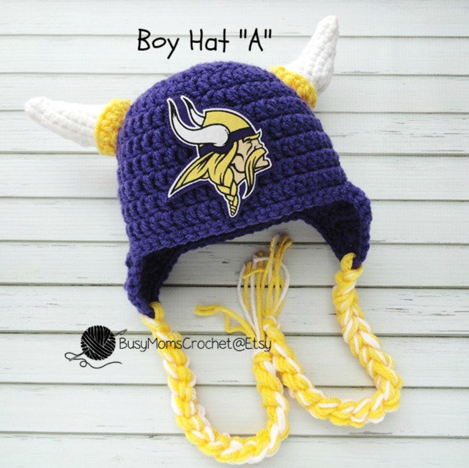 Handmade baby crochet Minnesota Vikings inspired HAT ONLY boy Etsy