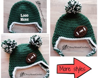 New York J colors crochet pro football baby hat , handmade crochet team baby hat, baby beanie, sport team HAT ONLY, newborn to adult size,