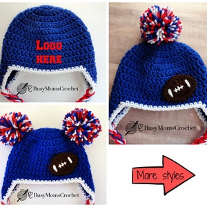 New York G colors crochet pro football baby hat , handmade crochet photo prop baby hat, baby beanie, sport HAT ONLY, newborn to adult size,