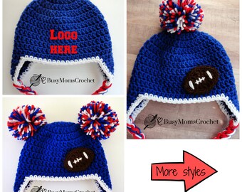New York G colors crochet pro football baby hat , handmade crochet photo prop baby hat, baby beanie, sport HAT ONLY, newborn to adult size,