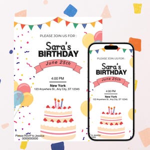Kids Birthday Invitation Template | Canva Download | Printable Birthday Invitation Card | Digital Birthday Invitation Card
