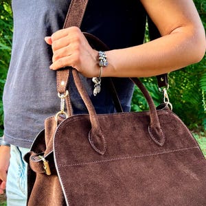 Wildleder-Einkaufstasche, Minimale Leder-Einkaufstaschen, echtes Lederhandtaschen