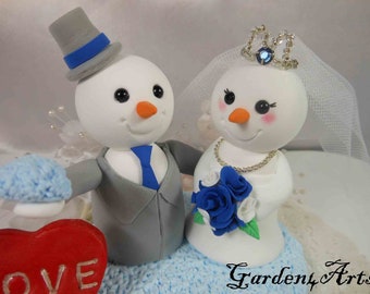 Anpassen der Liebe Schneemann Paar mit - Clay Snow Base - Weihnachtshochzeit (Farbwahl)