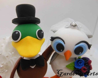 Customize Any Animal Wedding Cake Topper (mallard & owl) -- Circle clear base