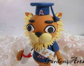 Customize Any college mascot with circle clear base- for graduation party & more