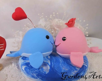 Customize Any Color Sweet Whale with Ocean Base--for Ocean Theme Beach Wedding