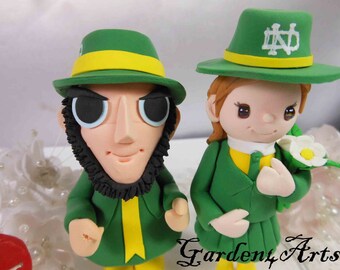 Customize Any College Mascot Wedding Cake Topper--Love Mascot Couple with Circle Clear Base