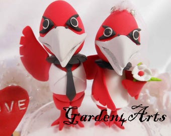 Customize Any College Mascot Wedding Cake Topper - Love Mascot Couple with Circle Clear Base