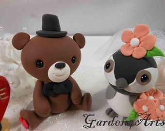 Customize Any Animal Wedding Cake Topper-- love bear & bird couple --special for 2024