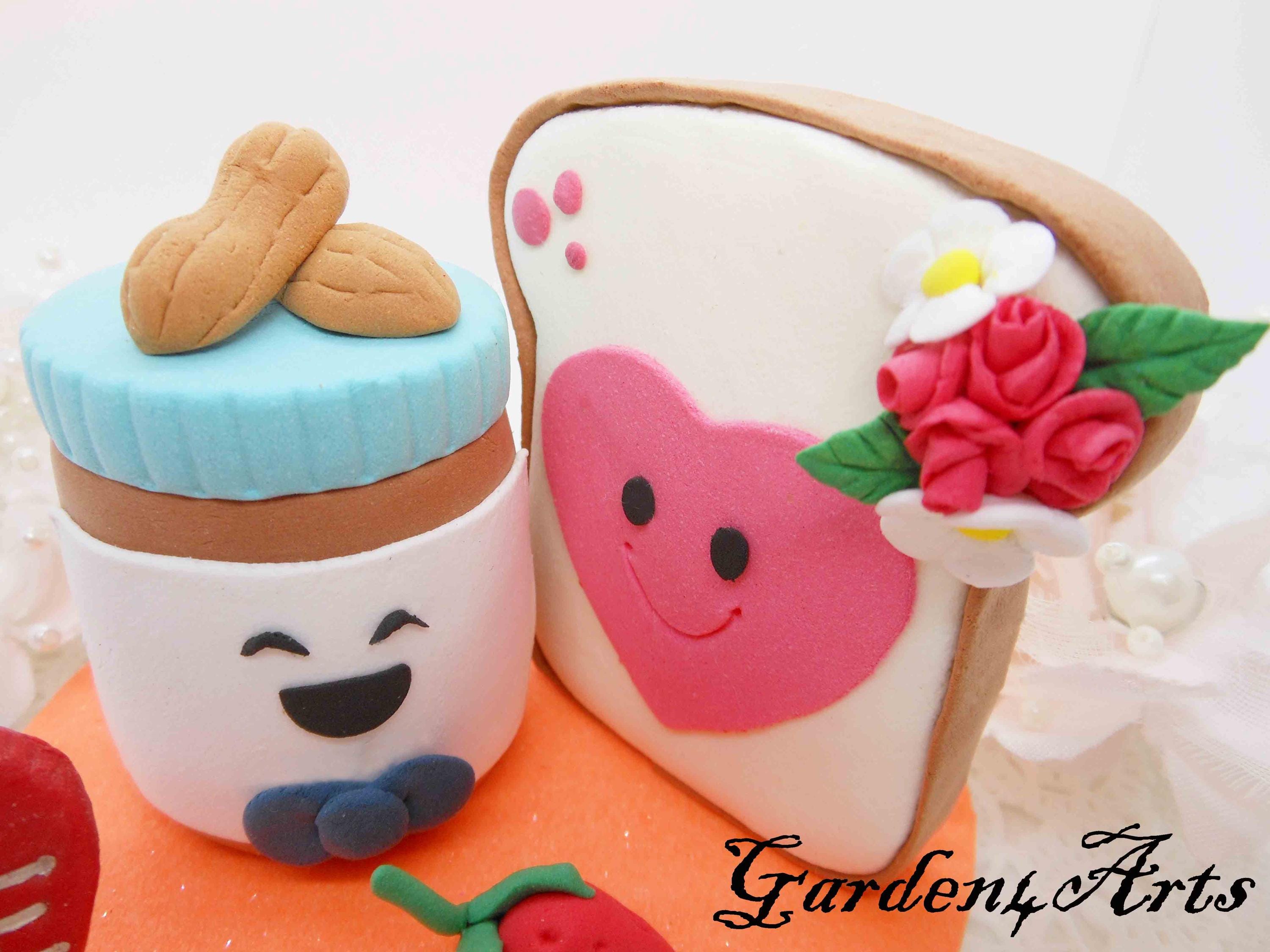 Customize Wedding Cake Topper--Peanut Butter and Jelly Love with circle clear base