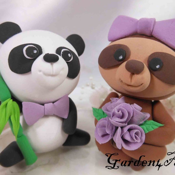 Customize Any Animal Wedding cake topper (Panda & Sloth) --Circle clear base