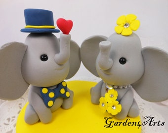 Customize Elephant Wedding Cake Topper --handmade by polymer clay