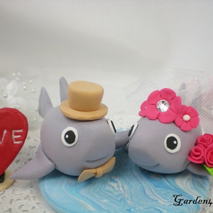 Customize Lovely Shark Wedding Cake Topper Clay Ocean Base Tropical Theme Wedding image 4