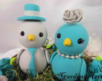 Customize Love Bird Wedding Cake Topper with Floral Nest --shabby chic wedding
