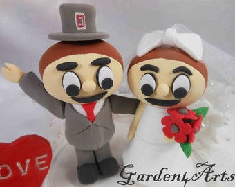 Customize Any College Mascot Wedding Cake Topper--Love OSU Brutus Couple with circle clear base