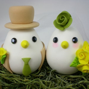 Customize Birds Wedding Cake Topper with Sweet Nest any color Rose BouquetChoice of Color image 3