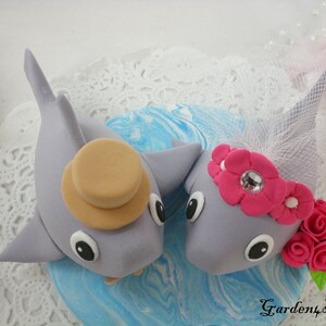 Customize Lovely Shark Wedding Cake Topper Clay Ocean Base Tropical Theme Wedding image 5