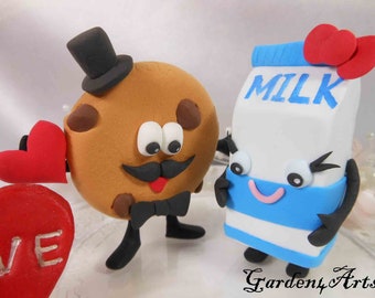 Customize Any Food Figure Wedding Cake Topper--Best match Love Couple--Circle Clear Base