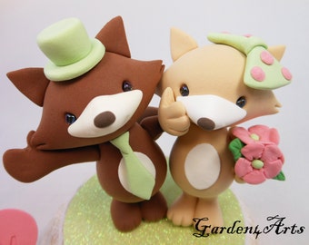 Customize Sweet Fox Wedding Cake Topper -- Autumn Wedding