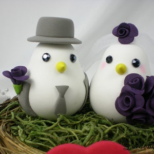 Customize Birds Wedding Cake Topper with Sweet Nest any color Rose BouquetChoice of Color image 4