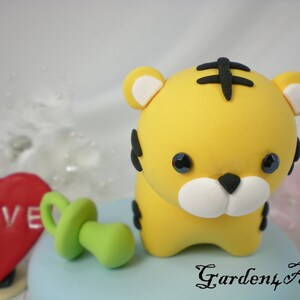 Customize Any Animal baby shower cake topper Lovely baby tiger with circle clay base image 4