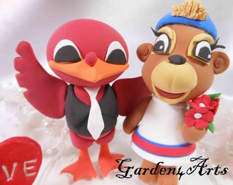 Passen Sie jede College-Maskottchen-Hochzeitstorte Topper an - Custom UK & UT-Unique College Mascot--Kreis klare Basis