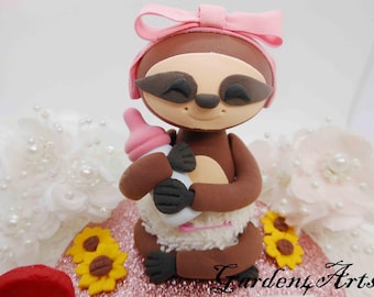 Customize Baby Birthday cake topper -- Any Baby animal -- Circle clear base with glitter cover