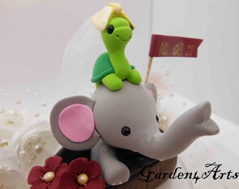 Customize Sweet animal couple ( Elephant & Turtle) -- Wood Barrel Boat