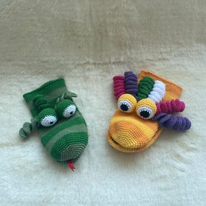 Crochet Animal Hand Puppets –  Handmade Montessori Toy – Fun Storytelling Gift for Kids – Sensory Playtime Puppet