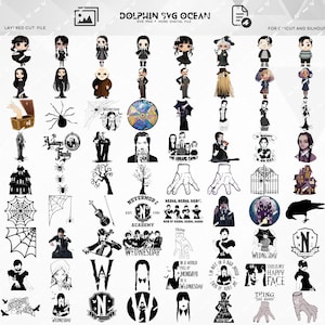 Wednes.ay Addams SVG PNG EPS Dateien Bundle, Wednesd.ay Schnittdatei, Wednesd.ay Clipart, Wednesd.ay Cricut Silhouette, Digitaler Aufkleber