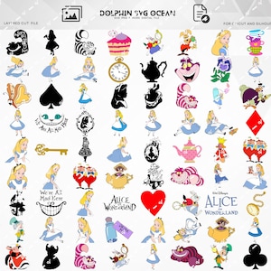 Ali.ce In Wonder.land SVG PNG EPS Pliki Pakiet, Alic.e Warstwowy Plik Cięcia, Alic.e Clipart, Wonderl.i Cricut Sylwetka, Naklejka Cyfrowa