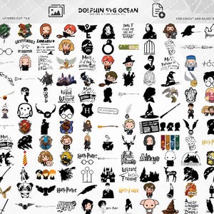 Pacote de arquivos SVG PNG EPS de Harry Potter, arquivo de corte em camadas de Harry Potter, clipart de Harry Potter, silhueta de Harry Potter Cricut, carta