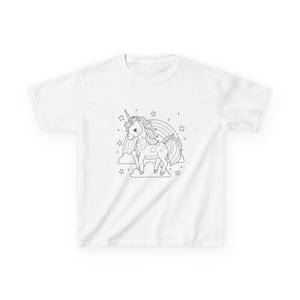 Unicorn Kids Tee, Fun Coloring Shirt, Kids Birthday Gift, Color Your Own T-Shirt