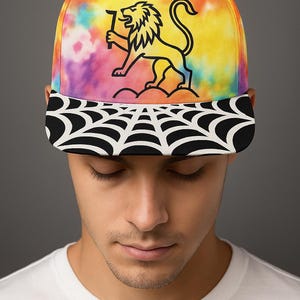 Lion of Judah Tie Dye Hat | Hebrew Cap | Rasta Reggae Snapback | Tribal Crown Hat | Festival Streetwear