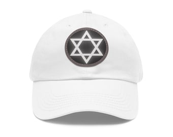 Dad Hat, Minimalist Star of David Cap for Jewish Celebrations & Everyday Wear, Stylish Gift, Relaxed Fit, Round Leather Patch
