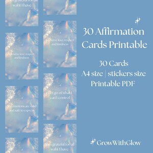 30 Tarjetas de Afirmaciones Imprimibles / Amor Propio / Confianza / Crecimiento / Mindfulness / Descarga Digital