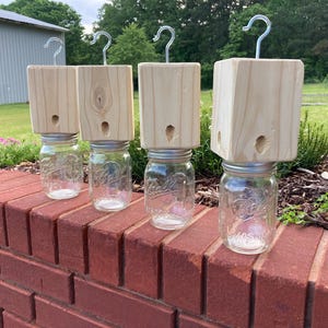 Complete (Set of 4) Handmade Carpenter Bee Traps Soft Untreated Pine Boring Bee