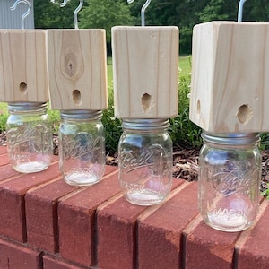 Complete (Set of 6) Handmade Carpenter Bee Traps Soft Untreated Pine Boring Bee
