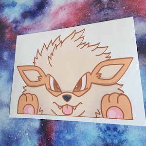 Fire doggo - Peeker Decal Sticker Vinyl - Waterproof & Weatherproof Outdoor Indoor - Car JDM PC Anime Peeking