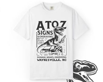A to Z Dino Tee, Sign Shop Special, Dinosaur Engraving T-Shirt, Dinosaur T-Shirt