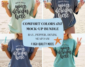 Bundle Comfort Colors 1717 Shirt Mockup Comfort Color Pepper T-shirt Denim 1717 Mock-up Summer Mockup Bundle c1717 Banana Tee Bay Beach Mock