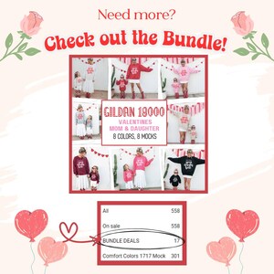 Red G18000 Cowgirl Valentine's Family Mockup Cowboy Gildan Sweatshirt Mock Mom and Kid V-Day Mockup February Mocks Coquette image 5