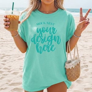 Island Reef C1717 Mockup Comfort Colors T-shirt Mock Summer Mocks Beach Mock-up